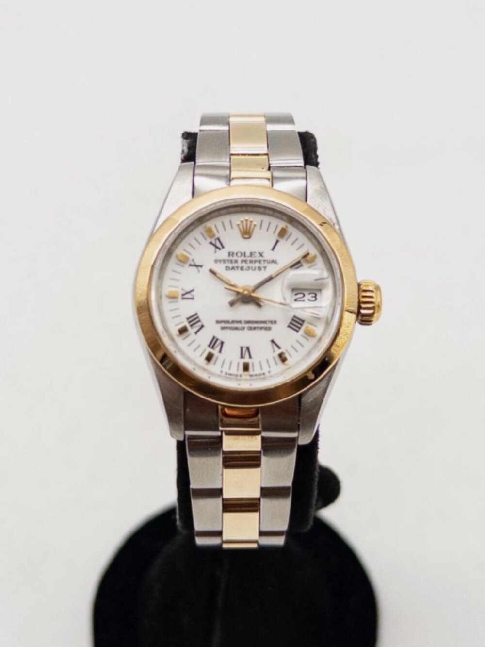 Rolex Ladies 18k Yellow Gold Datejust Roman Stainless Steel Watch